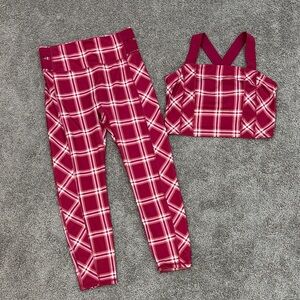 WVVY by Fitty Britttty Red Plaid Leggings & Cropped Sports Bra Set